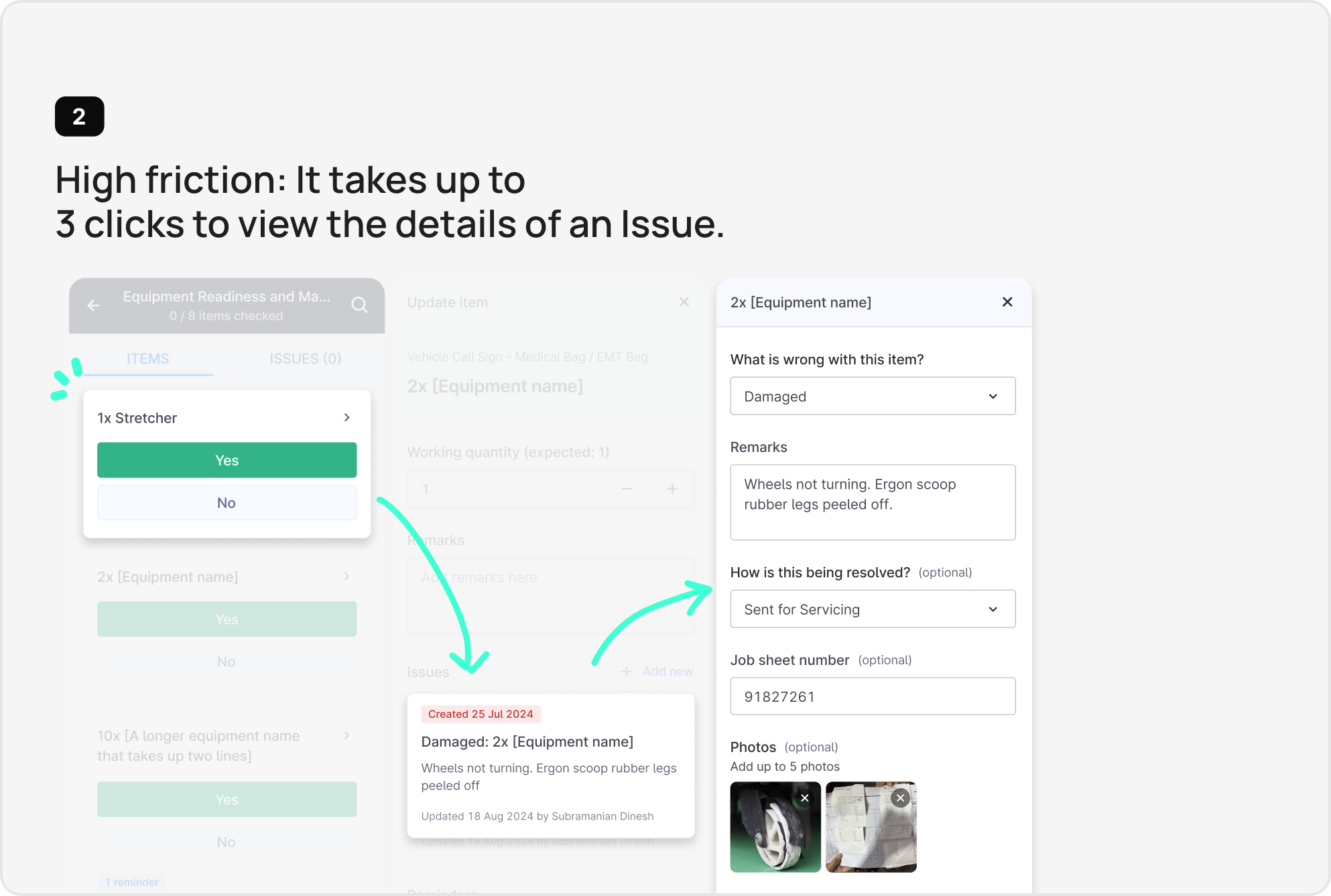Pain point 2: High friction — it takes up to 3 clicks to view the details of an Issue